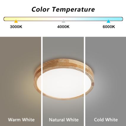 Brilagi - LED Stropní svítidlo WOODLINE LED/24W/230V 3000/4000/6000K dub pr. 30 cm