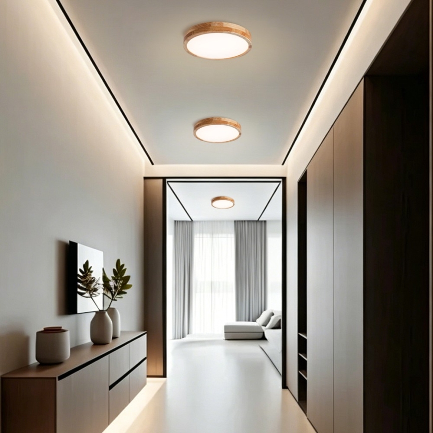 Brilagi - LED Stropní svítidlo WOODLINE LED/24W/230V 3000/4000/6000K dub pr. 30 cm