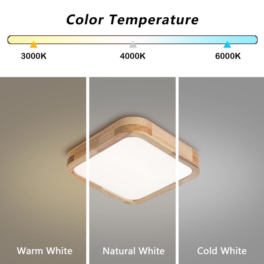BRILAGI - LED Stropní svítidlo WOODLINE SQUARE LED/32W/230V 3000/4000/6000K dub 30x30 cm