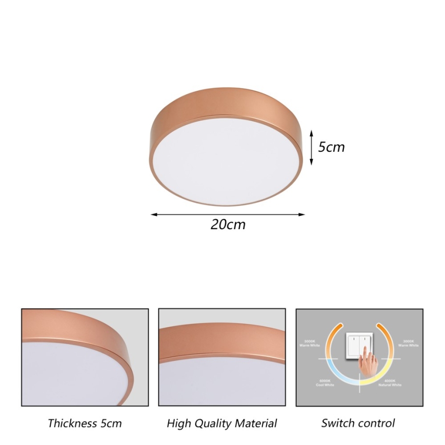 Brilagi - LED Stropní svítidlo POOL LED/24W/230V 3000/4000/6000K pr. 20 cm bronzová