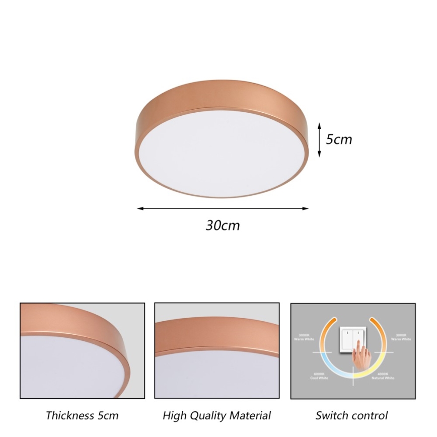 Brilagi - LED Stropní svítidlo POOL LED/36W/230V 3000/4000/6000K pr. 30 cm bronzová
