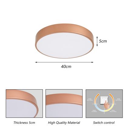 Brilagi - LED Stropní svítidlo POOL LED/48W/230V 3000/4000/6000K pr. 40 cm bronzová