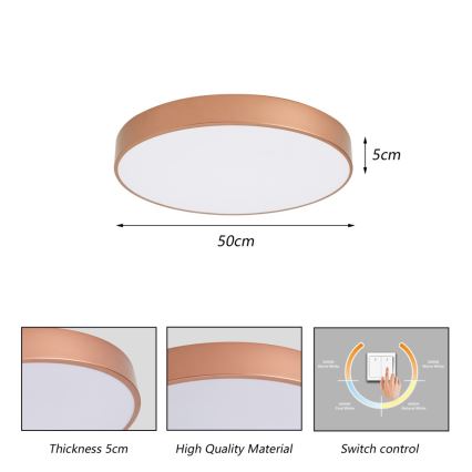 Brilagi - LED Stropní svítidlo POOL LED/60W/230V 3000/4000/6000K pr. 50 cm bronzová