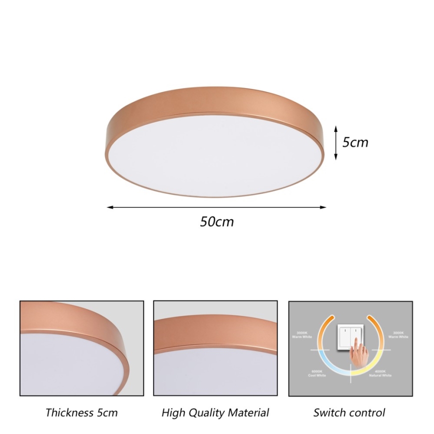 Brilagi - LED Stropní svítidlo POOL LED/60W/230V 3000/4000/6000K pr. 50 cm bronzová