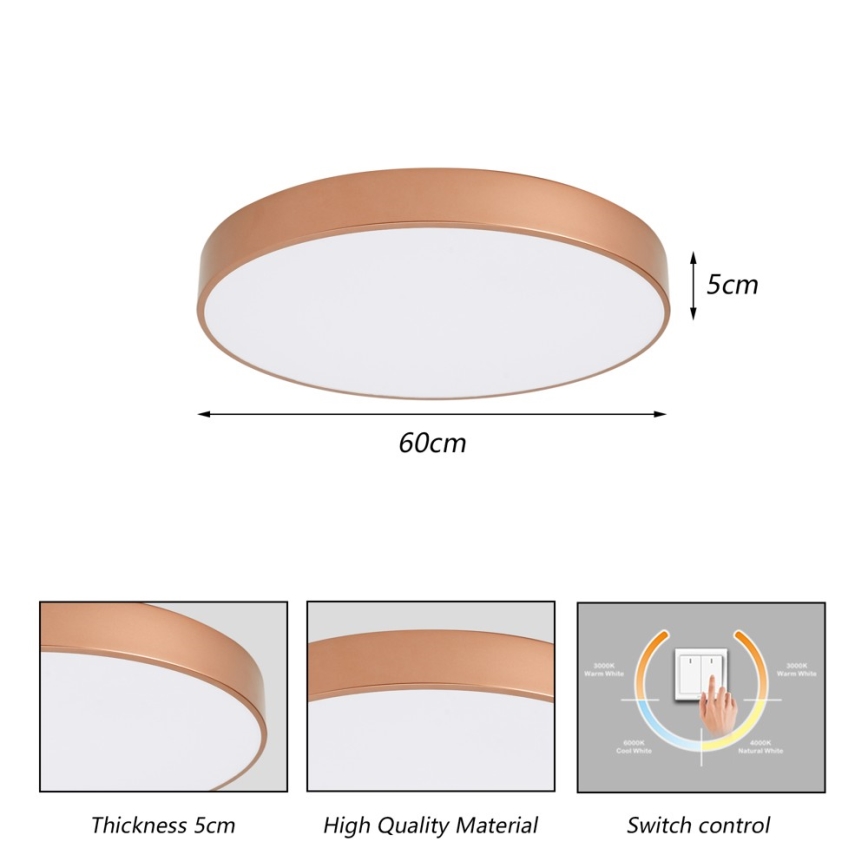 Brilagi - LED Stropní svítidlo POOL LED/60W/230V 3000/4000/6000K pr. 60 cm bronzová