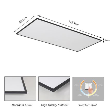 Brilagi - LED Stropní svítidlo SLIMFRAME LED/80W/230V 120x60 cm 3000/4000/6000K černá