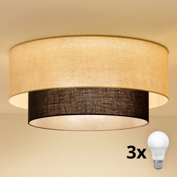 Brilagi - LED Stropní svítidlo BOHO STYLE 3xE27/15W/230V pr. 60 cm krémová/hnědá