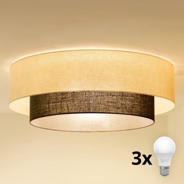 Brilagi - LED Stropní svítidlo BOHO STYLE 3xE27/15W/230V pr. 80 cm krémová/hnědá