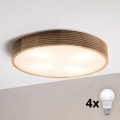 Brilagi - LED Stropní svítidlo CARVALHO MODERN 4xE27/60W/230V dub pr. 57,5 cm