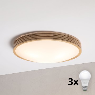 Brilagi - LED Stropní svítidlo CARVALHO MODERN SLIM 3xE27/60W/230V pr. 47,5 cm dub