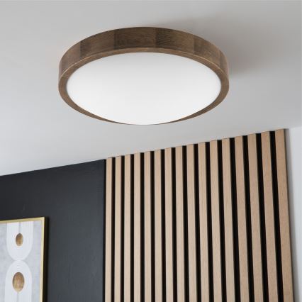 Brilagi - LED Stropní svítidlo CARVALHO SLIM 2xE27/60W/230V dub ořech pr. 37 cm