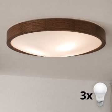 Brilagi - LED Stropní svítidlo CARVALHO SLIM 3xE27/15W/230V dub ořech pr. 47 cm