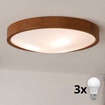 Brilagi - LED Stropní svítidlo CARVALHO SLIM 3xE27/45W/230V dub třešeň pr. 47 cm