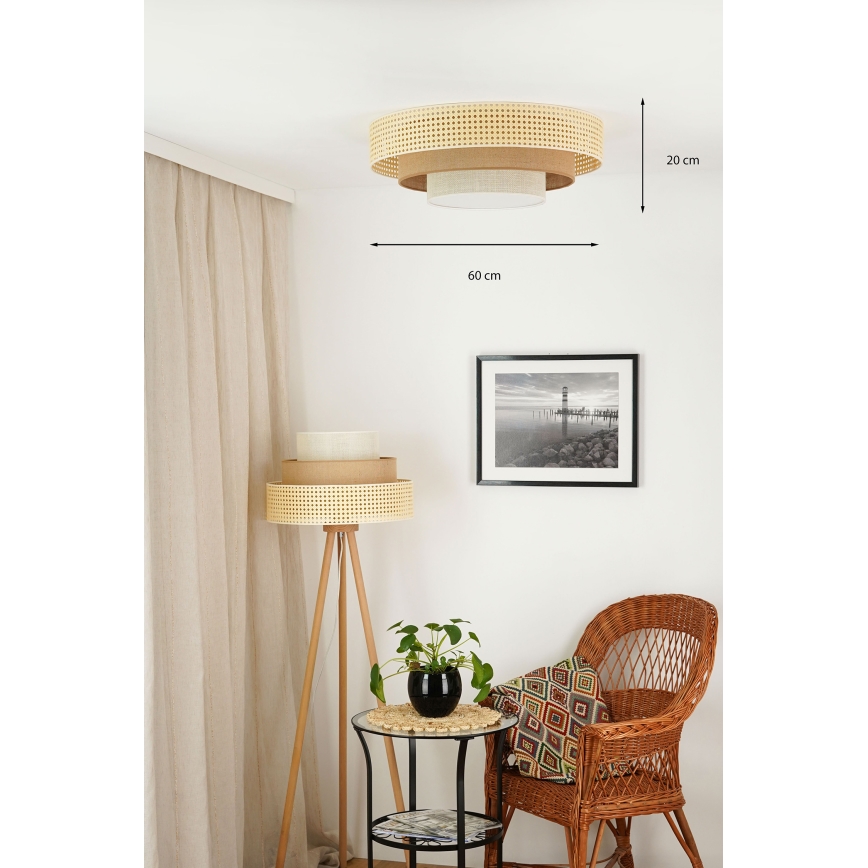 Brilagi - LED Stropní svítidlo CEDAR LUNETA LED/26W/230V ratan/hnědá/krémová