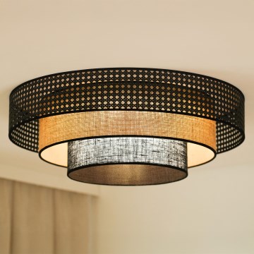Brilagi - LED Stropní svítidlo DAKOTA LUNETA LED/12W/230V pr. 60 cm 3000K/4000K/6400K černá/ratan