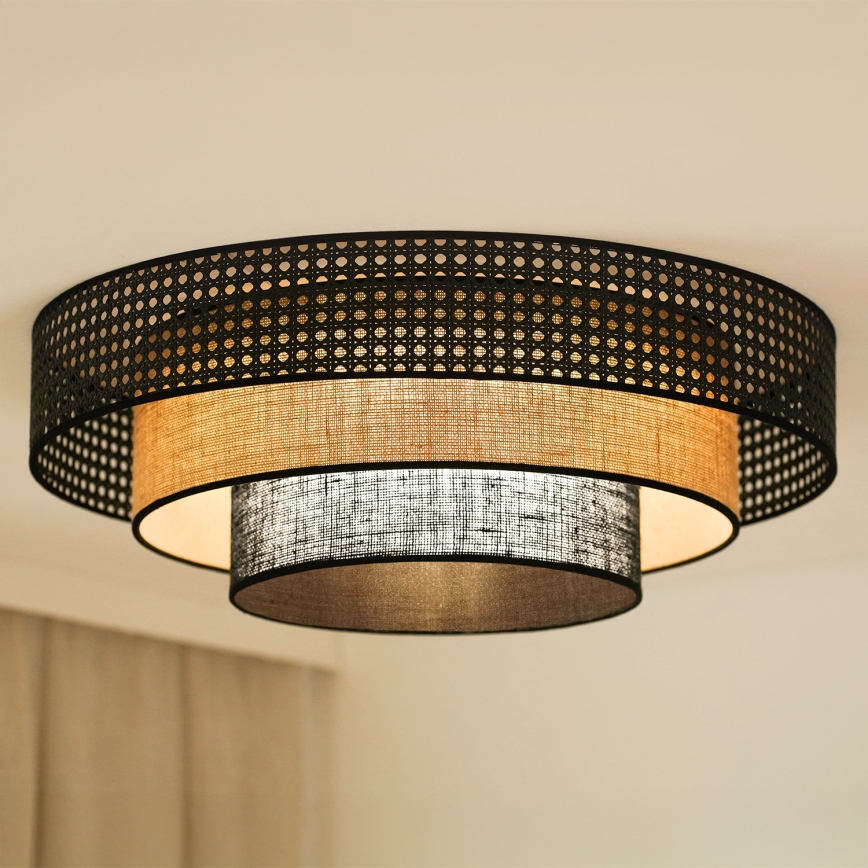 Brilagi - LED Stropní svítidlo DAKOTA LUNETA LED/12W/230V pr. 60 cm 3000K/4000K/6400K černá/ratan