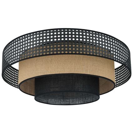 Brilagi - LED Stropní svítidlo DAKOTA LUNETA LED/12W/230V pr. 60 cm 3000K/4000K/6400K černá/ratan