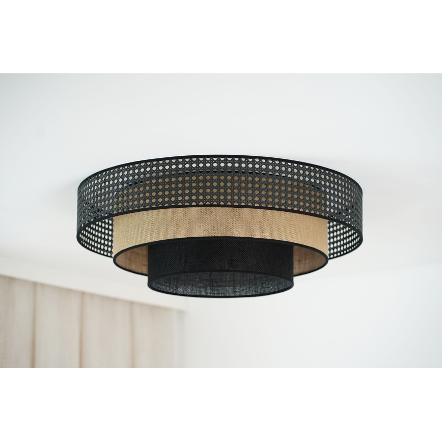 Brilagi - LED Stropní svítidlo DAKOTA LUNETA LED/12W/230V pr. 60 cm 3000K/4000K/6400K černá/ratan