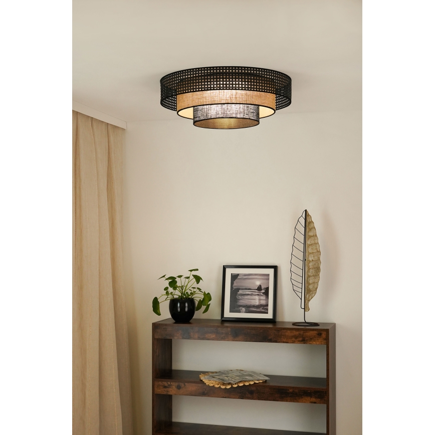 Brilagi - LED Stropní svítidlo DAKOTA LUNETA LED/12W/230V pr. 60 cm 3000K/4000K/6400K černá/ratan