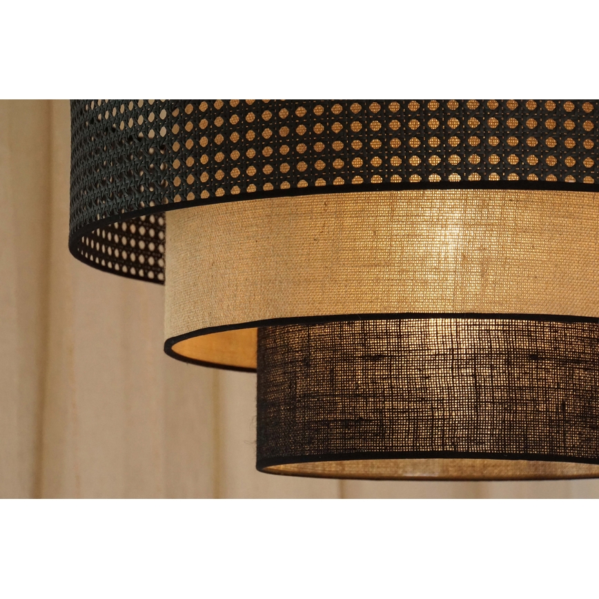Brilagi - LED Stropní svítidlo DAKOTA LUNETA LED/12W/230V pr. 60 cm 3000K/4000K/6400K černá/ratan