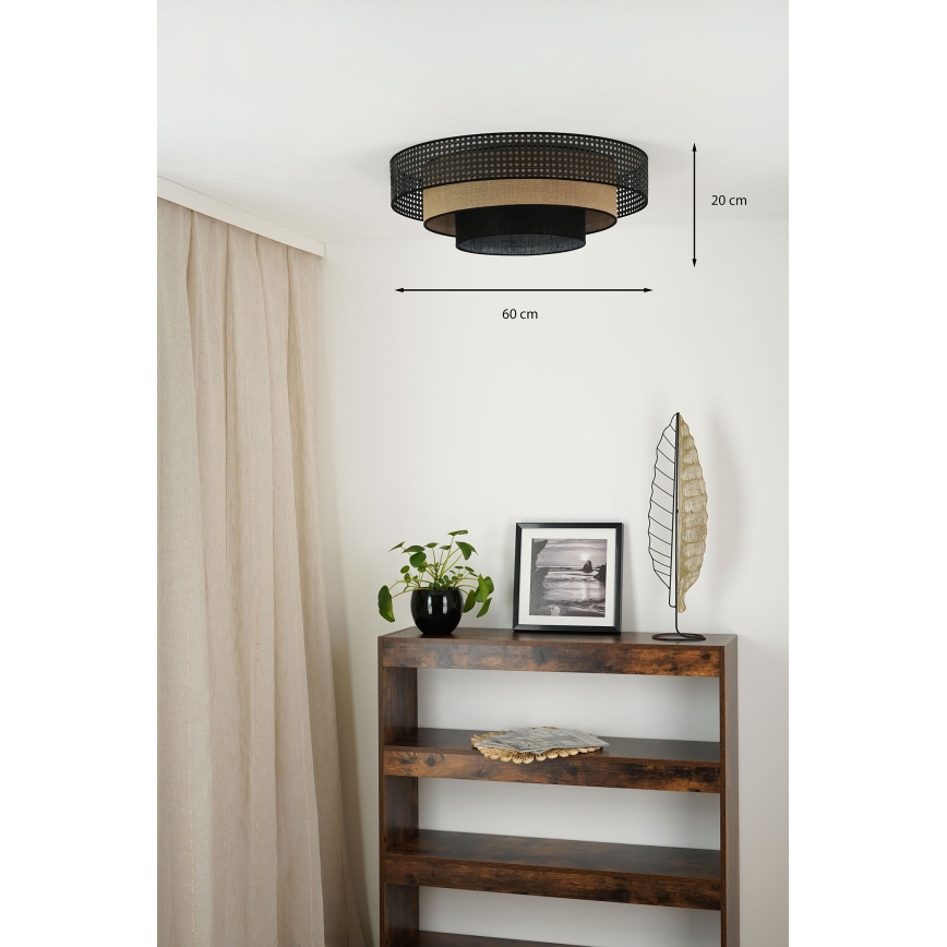 Brilagi - LED Stropní svítidlo DAKOTA LUNETA LED/12W/230V pr. 60 cm 3000K/4000K/6400K černá/ratan