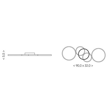 BRILAGI - LED Stropní svítidlo ECHO LED/40W/230V 4000K 32x90 cm černá