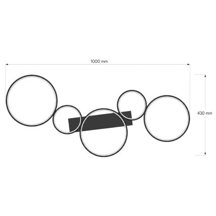 Brilagi - LED Stropní svítidlo ECHO LED/60W/230V 4000K 45x110 cm černá