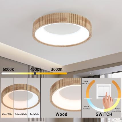 Brilagi - LED Stropní svítidlo FALCON WOOD MODERN LED/30W/230V 3000/4000/6000K pr. 45 cm dřevo