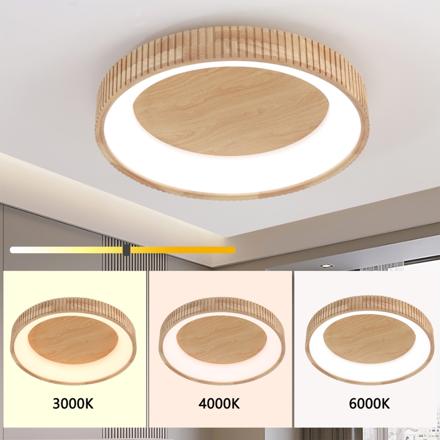 Brilagi - LED Stropní svítidlo FALCON WOOD MODERN LED/40W/230V 3000/4000/6000K pr. 60 cm dřevo
