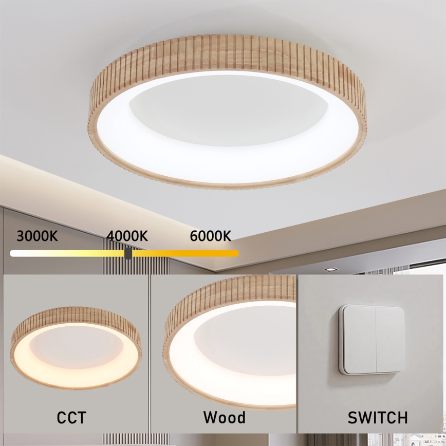 Brilagi - LED Stropní svítidlo FALCON WOOD MODERN LED/40W/230V 3000/4000/6000K pr. 60 cm dřevo