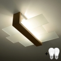 Brilagi -  LED Stropní svítidlo HERA 2xE27/7,5W/230V 43x43 cm dřevo