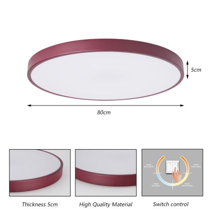 Brilagi - LED Stropní svítidlo POOL LED/100W/230V 3000/4000/6000K pr. 80 cm burgundy