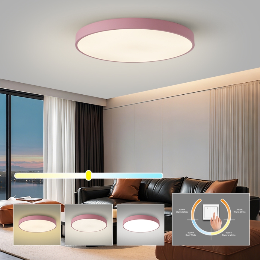 Brilagi - LED Stropní svítidlo POOL LED/100W/230V 3000/4000/6000K pr. 80 cm růžová