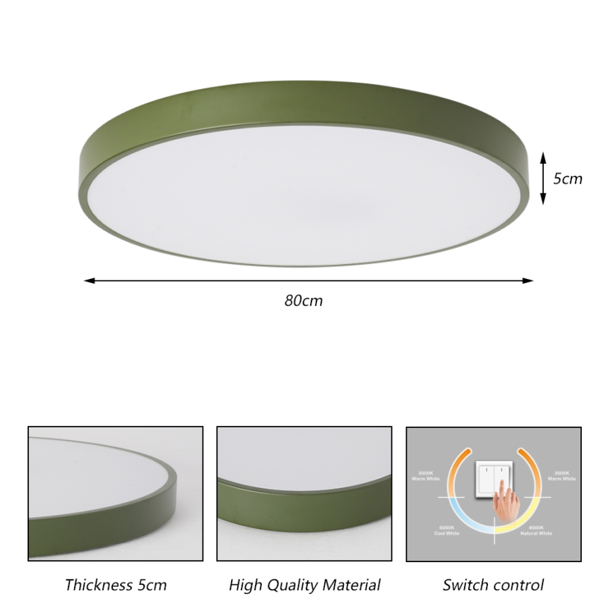 Brilagi - LED Stropní svítidlo POOL LED/100W/230V 3000/4000/6000K pr. 80 cm zelená