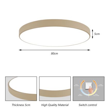 Brilagi - LED Stropní svítidlo POOL LED/100W/230V 3000/4500/6000K pr. 80 cm béžová