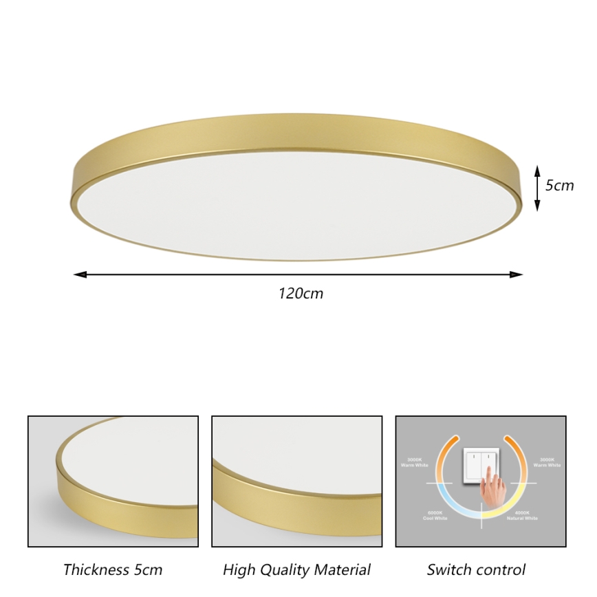 Brilagi - LED Stropní svítidlo POOL LED/180W/230V 3000/4500/6000K pr. 120 cm zlatá