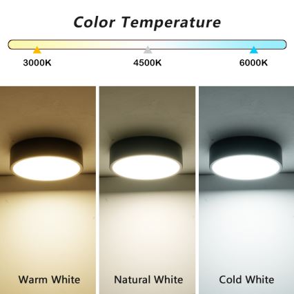 Brilagi - LED Stropní svítidlo POOL LED/18W/230V 3000/4000/6000K pr. 20 cm černá