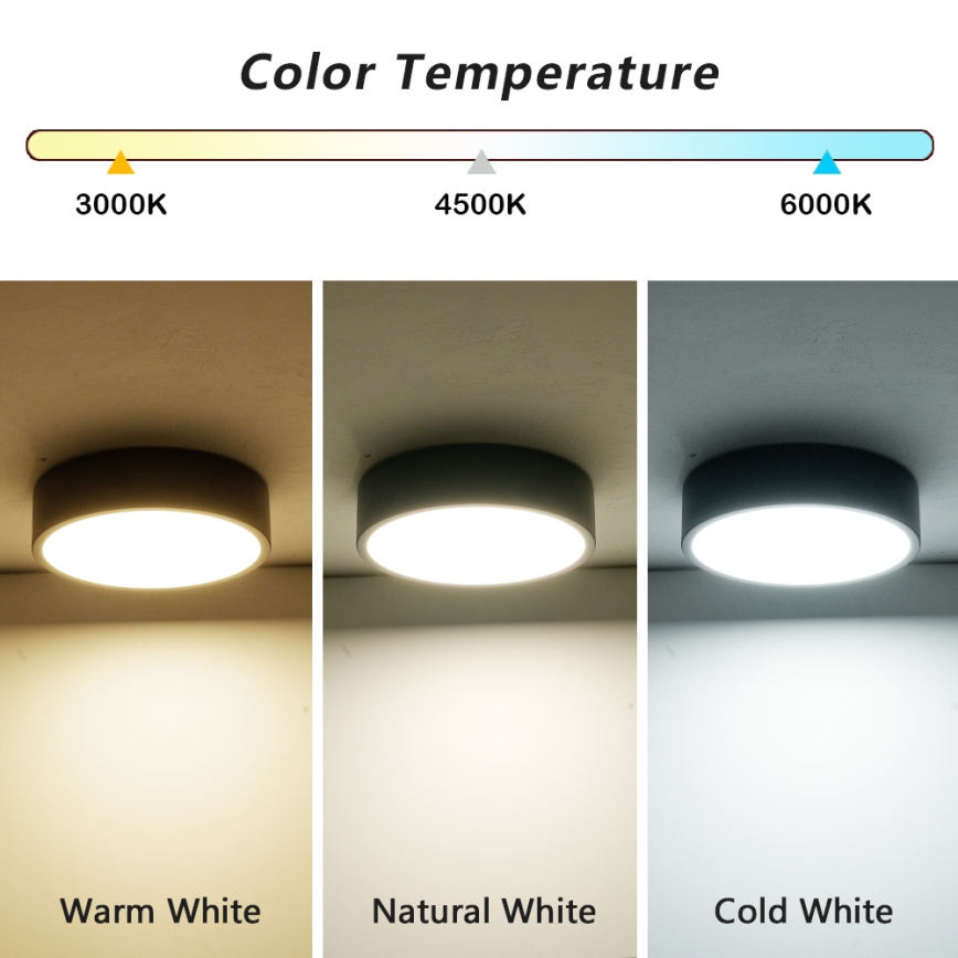 Brilagi - LED Stropní svítidlo POOL LED/18W/230V 3000/4000/6000K pr. 20 cm černá