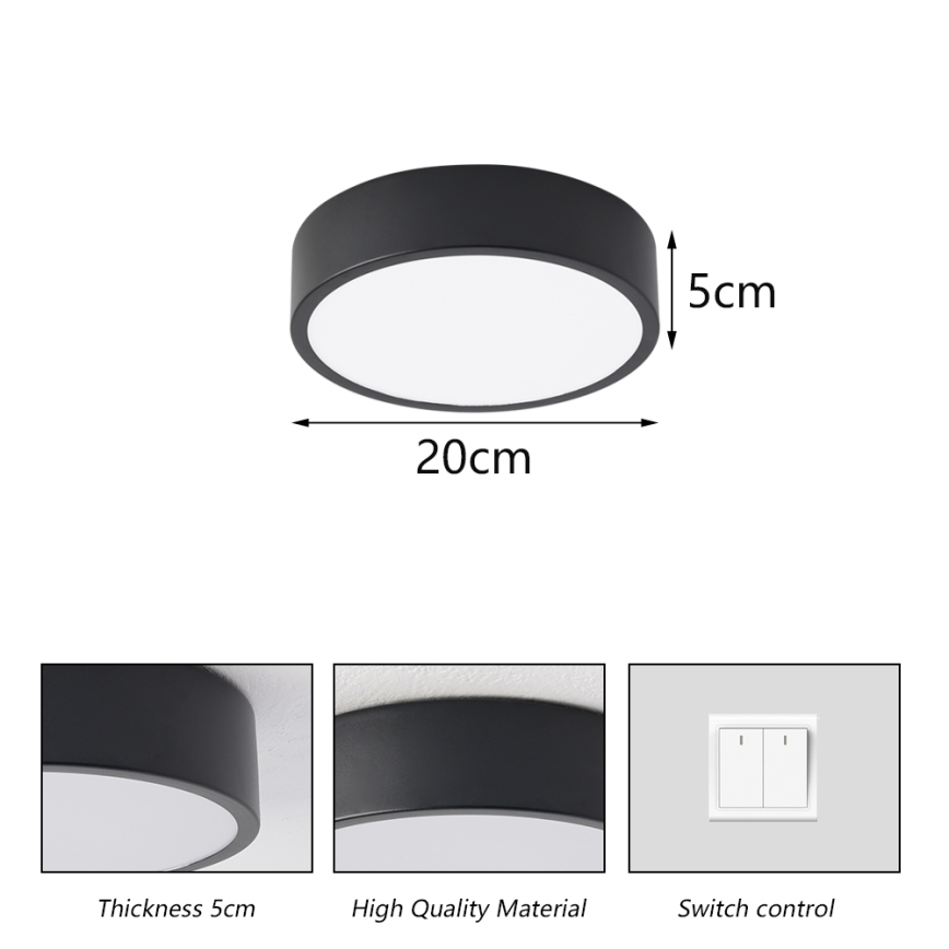 Brilagi - LED Stropní svítidlo POOL LED/18W/230V 3000/4000/6000K pr. 20 cm černá