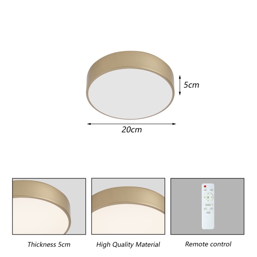 Brilagi - LED Stropní svítidlo POOL LED/24W/230V 3000/4000/6000K pr. 20 cm zlatá