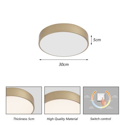 Brilagi - LED Stropní svítidlo POOL LED/36W/230V 3000/4000/6000K pr. 30 cm zlatá