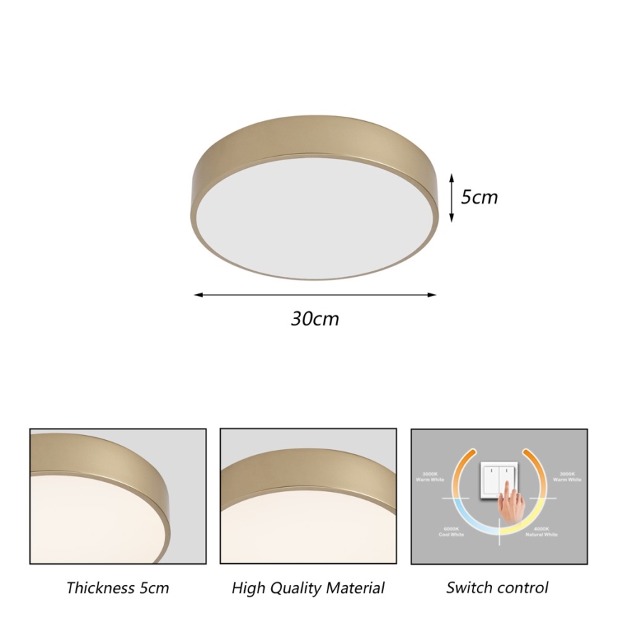 Brilagi - LED Stropní svítidlo POOL LED/36W/230V 3000/4000/6000K pr. 30 cm zlatá