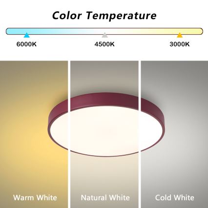 Brilagi - LED Stropní svítidlo POOL LED/48W/230V 3000/4000/6000K pr. 40 cm burgundy