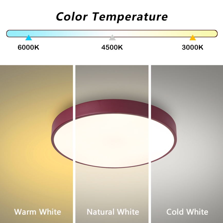 Brilagi - LED Stropní svítidlo POOL LED/48W/230V 3000/4000/6000K pr. 40 cm burgundy