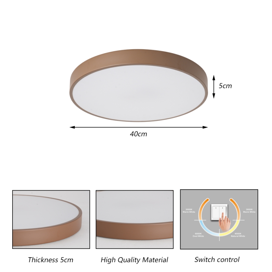 Brilagi - LED Stropní svítidlo POOL LED/48W/230V 3000/4000/6000K pr. 40 cm hnědá