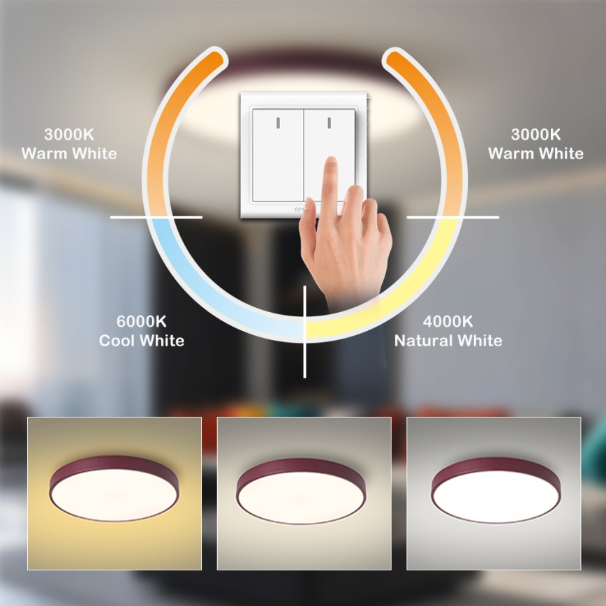 Brilagi - LED Stropní svítidlo POOL LED/60W/230V 3000/4000/6000K pr. 50 cm burgundy
