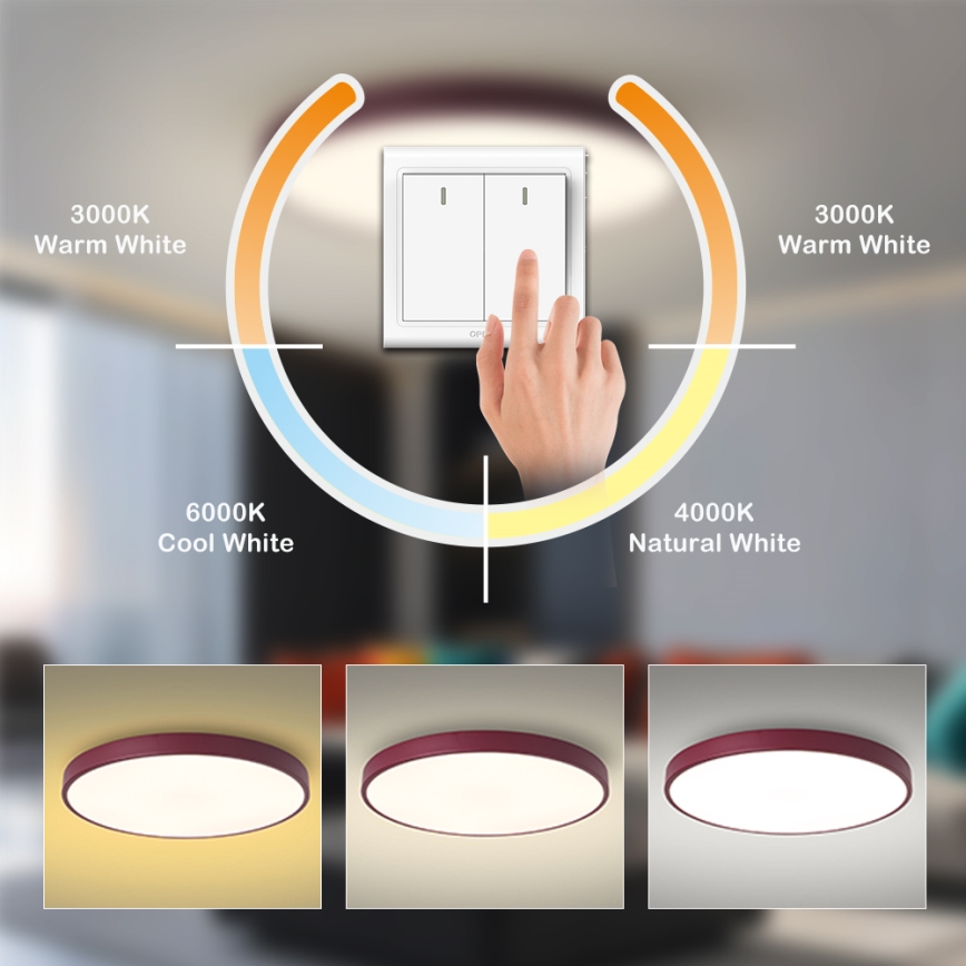 Brilagi - LED Stropní svítidlo POOL LED/60W/230V 3000/4000/6000K pr. 60 cm burgundy