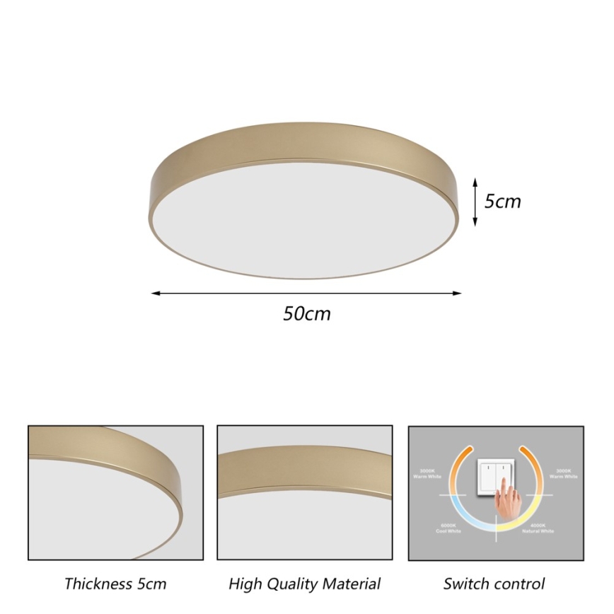 Brilagi - LED Stropní svítidlo POOL LED/60W/230V 3000/4000/6000K pr. 50 cm zlatá
