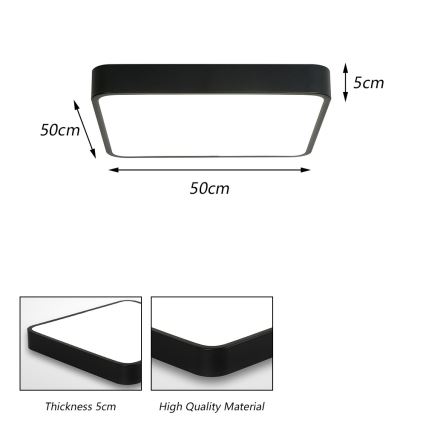 Brilagi - LED Stropní svítidlo POOL SQUARE LED/48W/230V 3000/4500/6000K 50x50 cm černá