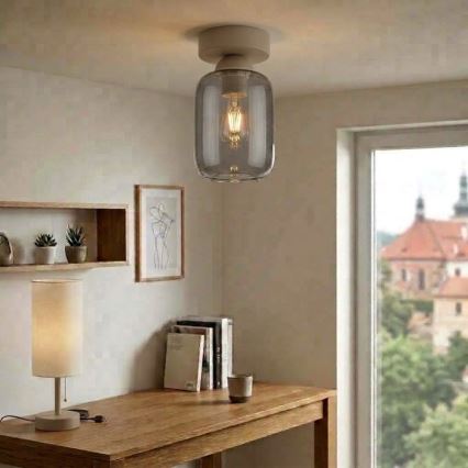 BRILAGI - LED Stropní svítidlo RETRO GLASS 1xE27/60W/230V pr. 14 cm béžová/kouřová šedá